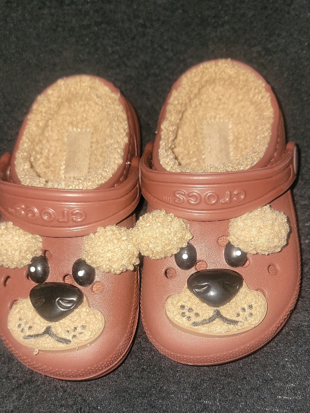 CROCS Brown Teddy Bear Plush Lined Clogs